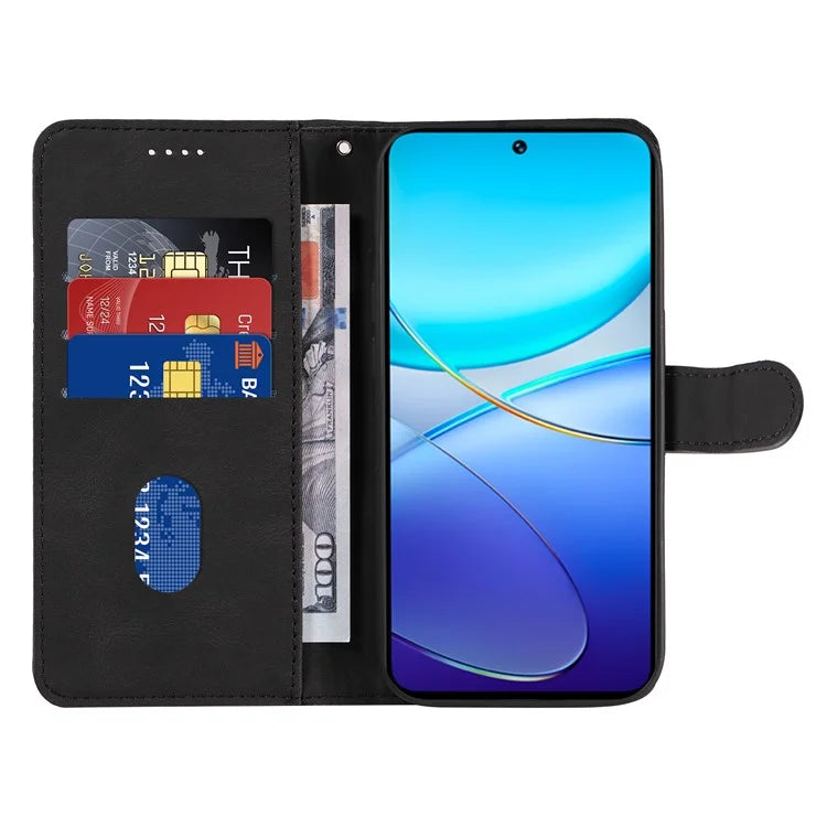 For vivo V40 SE 5G / Y100 5G (Indonesia) / Y200e 5G / V30 Lite 5G (India) Leather Case Curved Line Decor