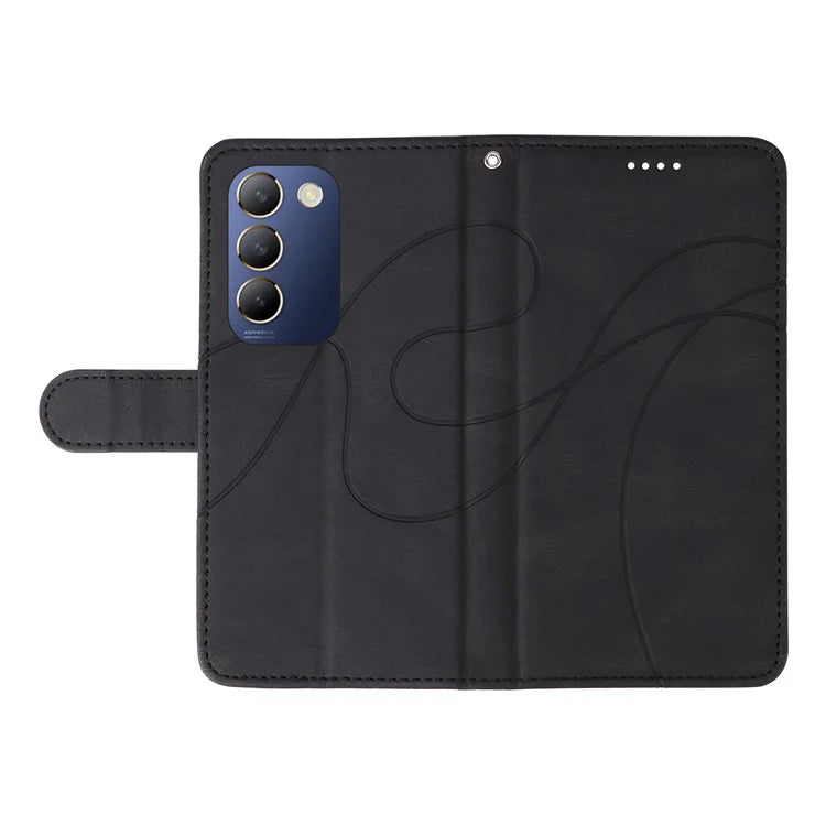 For vivo V40 SE 5G / Y100 5G (Indonesia) / Y200e 5G / V30 Lite 5G (India) Leather Case Curved Line Decor
