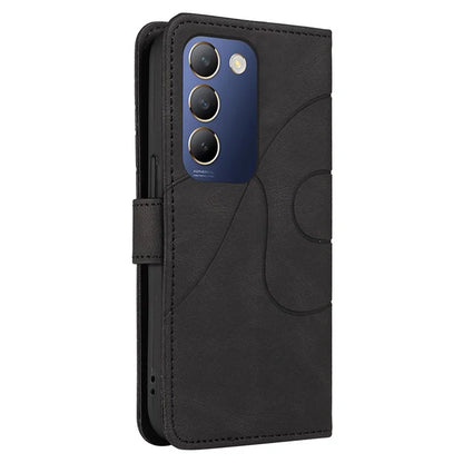 For vivo V40 SE 5G / Y100 5G (Indonesia) / Y200e 5G / V30 Lite 5G (India) Leather Case Curved Line Decor