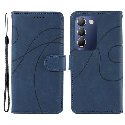 For vivo V40 SE 5G / Y100 5G (Indonesia) / Y200e 5G / V30 Lite 5G (India) Leather Case Curved Line Decor