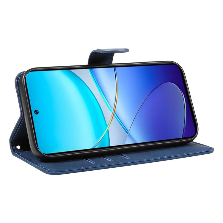 For vivo V40 SE 5G / Y100 5G (Indonesia) / Y200e 5G / V30 Lite 5G (India) Leather Case Curved Line Decor