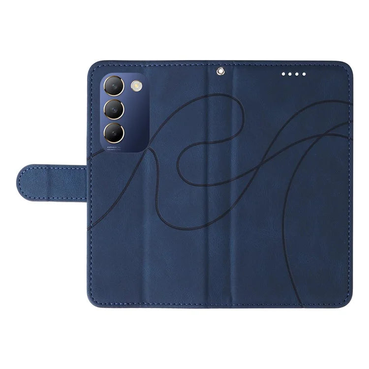 For vivo V40 SE 5G / Y100 5G (Indonesia) / Y200e 5G / V30 Lite 5G (India) Leather Case Curved Line Decor