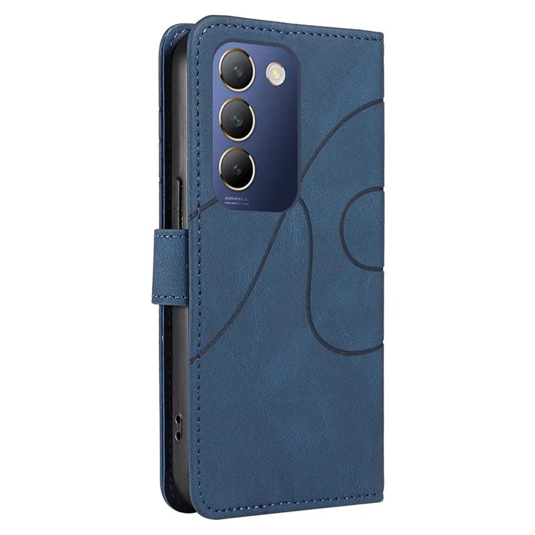 For vivo V40 SE 5G / Y100 5G (Indonesia) / Y200e 5G / V30 Lite 5G (India) Leather Case Curved Line Decor