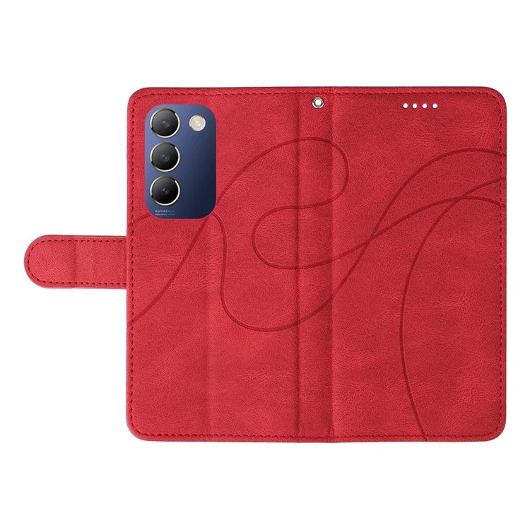 For vivo V40 SE 5G / Y100 5G (Indonesia) / Y200e 5G / V30 Lite 5G (India) Leather Case Curved Line Decor