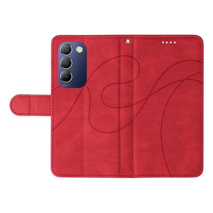 For vivo V40 SE 5G / Y100 5G (Indonesia) / Y200e 5G / V30 Lite 5G (India) Leather Case Curved Line Decor