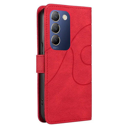 For vivo V40 SE 5G / Y100 5G (Indonesia) / Y200e 5G / V30 Lite 5G (India) Leather Case Curved Line Decor