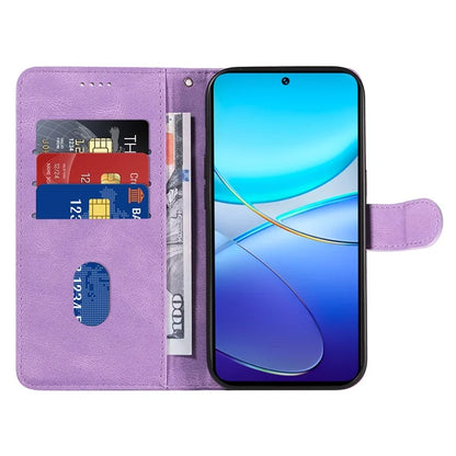 For vivo V40 SE 5G / Y100 5G (Indonesia) / Y200e 5G / V30 Lite 5G (India) Leather Case Curved Line Decor