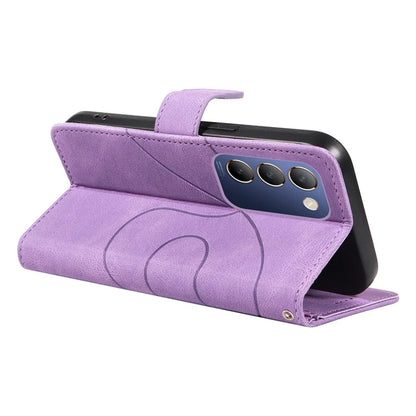 For vivo V40 SE 5G / Y100 5G (Indonesia) / Y200e 5G / V30 Lite 5G (India) Leather Case Curved Line Decor