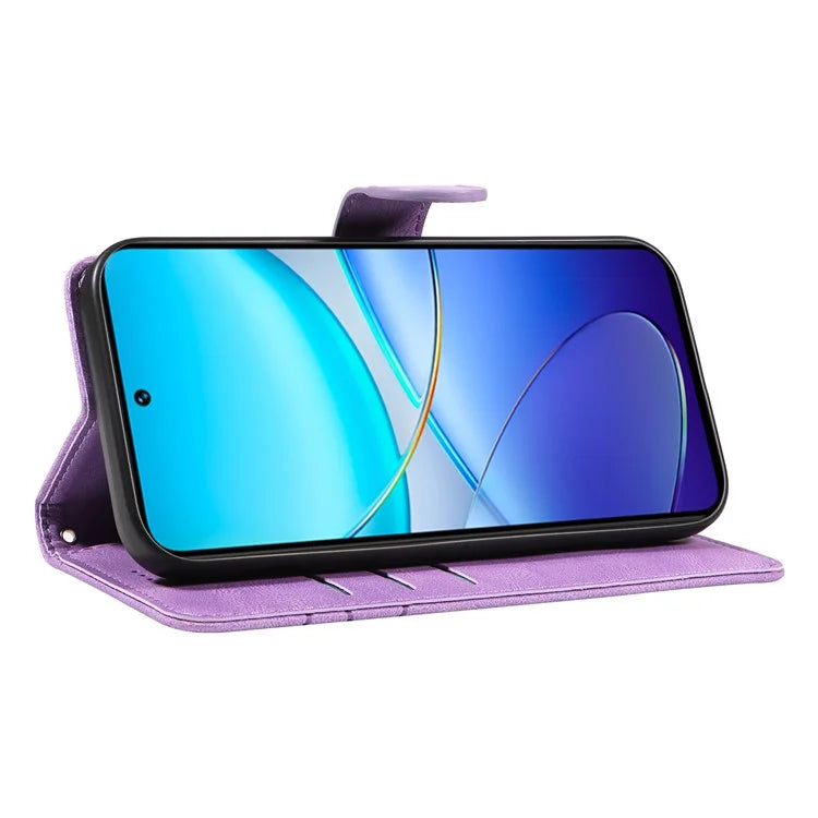 For vivo V40 SE 5G / Y100 5G (Indonesia) / Y200e 5G / V30 Lite 5G (India) Leather Case Curved Line Decor