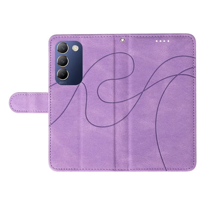 For vivo V40 SE 5G / Y100 5G (Indonesia) / Y200e 5G / V30 Lite 5G (India) Leather Case Curved Line Decor