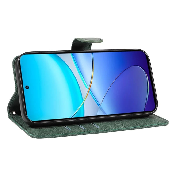 For vivo V40 SE 5G / Y100 5G (Indonesia) / Y200e 5G / V30 Lite 5G (India) Leather Case Curved Line Decor