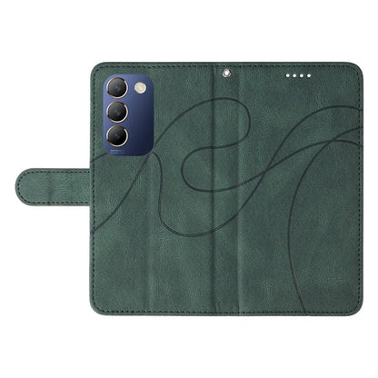 For vivo V40 SE 5G / Y100 5G (Indonesia) / Y200e 5G / V30 Lite 5G (India) Leather Case Curved Line Decor