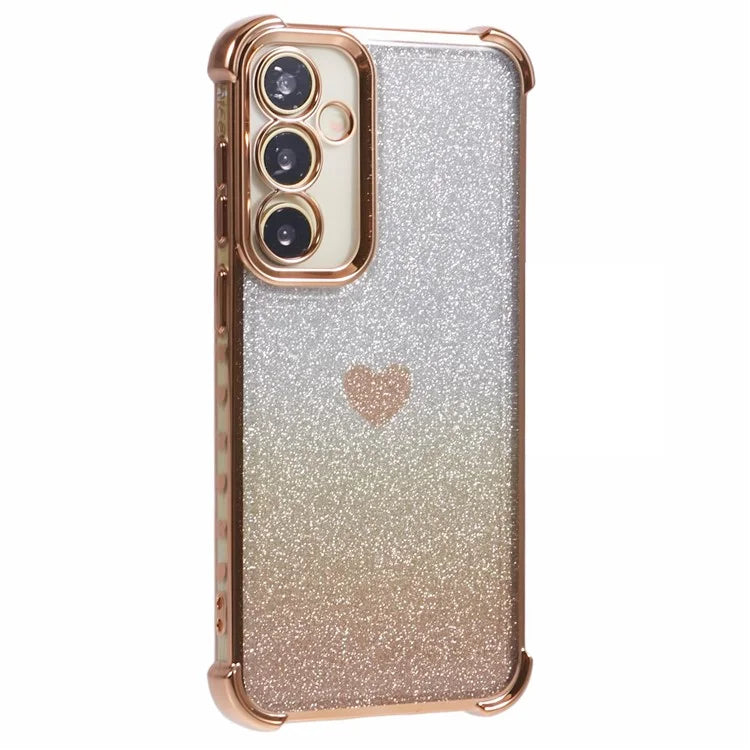 For Samsung Galaxy A34 5G Case Heart Pattern Drop Protection Glitter TPU Phone Cover