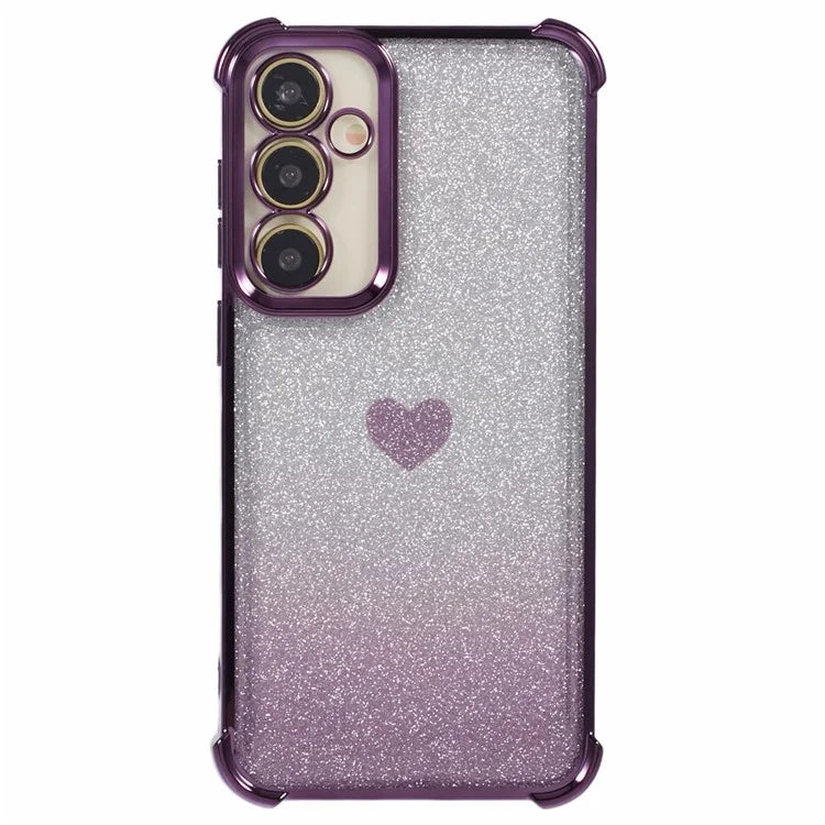 For Samsung Galaxy A34 5G Case Heart Pattern Drop Protection Glitter TPU Phone Cover