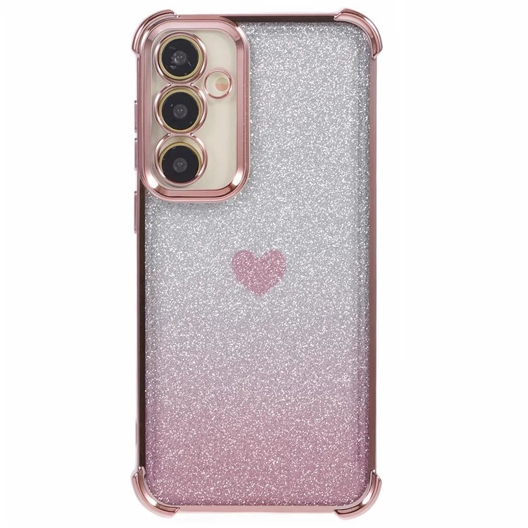 For Samsung Galaxy A34 5G Case Heart Pattern Drop Protection Glitter TPU Phone Cover