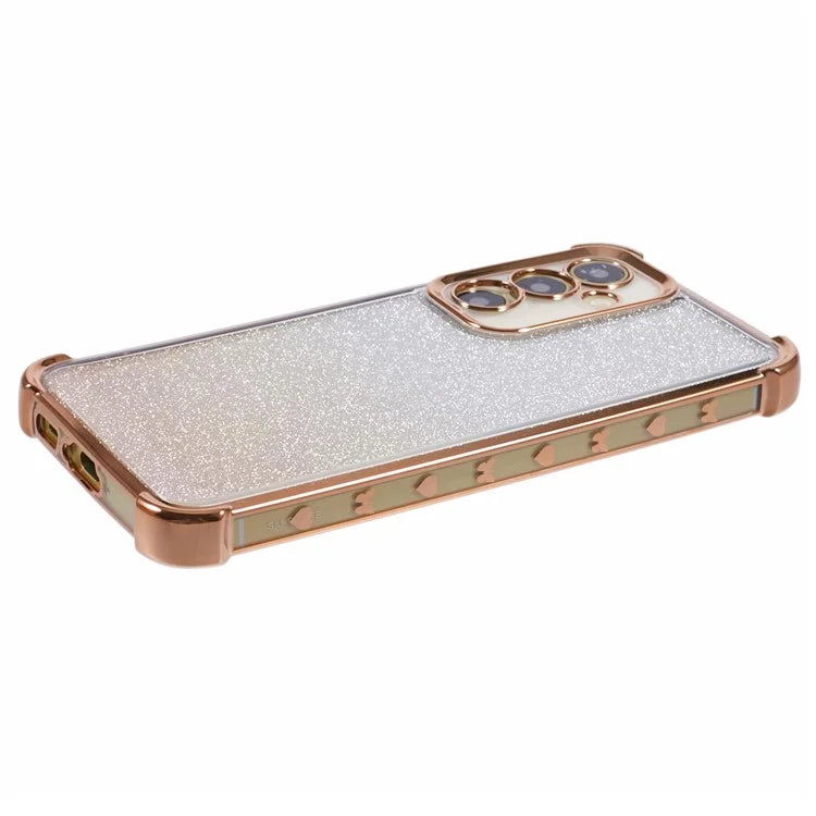 For Samsung Galaxy A54 5G Case Glitter TPU Phone Cover with Heart Pattern Side Edge