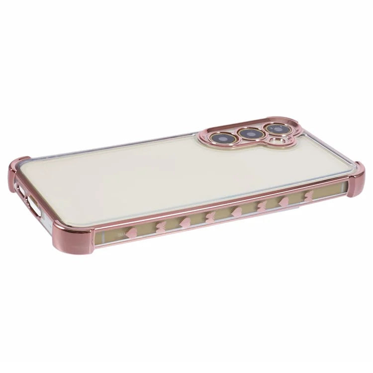 For Samsung Galaxy A15 5G Slim Case Heart Pattern Edge Electroplating TPU Phone Cover