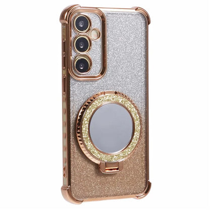 For Samsung Galaxy A54 5G Case TPU Glitter Phone Cover with Kickstand and Mirror