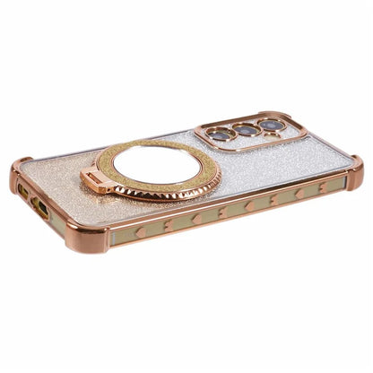 For Samsung Galaxy A54 5G Case TPU Glitter Phone Cover with Kickstand and Mirror