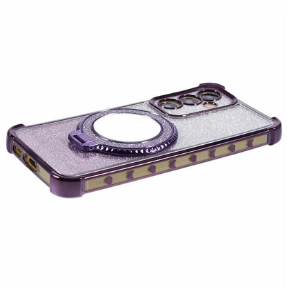 For Samsung Galaxy A54 5G Case TPU Glitter Phone Cover with Kickstand and Mirror