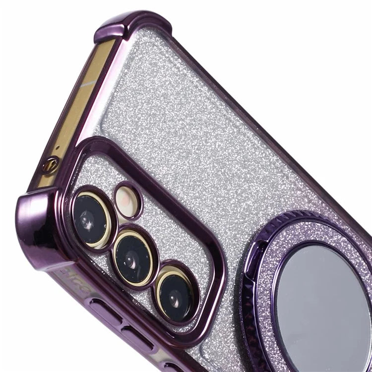 For Samsung Galaxy A54 5G Case TPU Glitter Phone Cover with Kickstand and Mirror