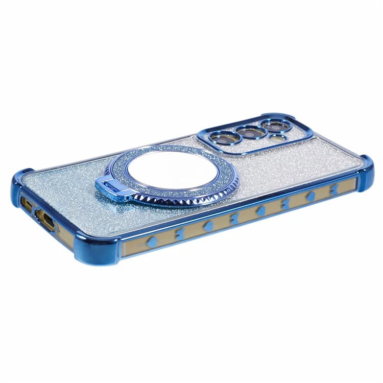 For Samsung Galaxy A54 5G Case TPU Glitter Phone Cover with Kickstand and Mirror