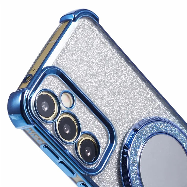 For Samsung Galaxy A54 5G Case TPU Glitter Phone Cover with Kickstand and Mirror