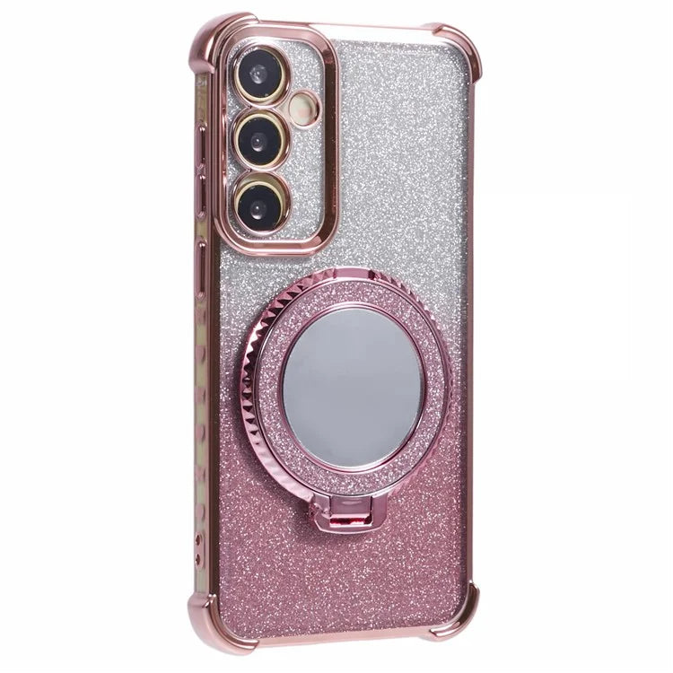 For Samsung Galaxy A54 5G Case TPU Glitter Phone Cover with Kickstand and Mirror