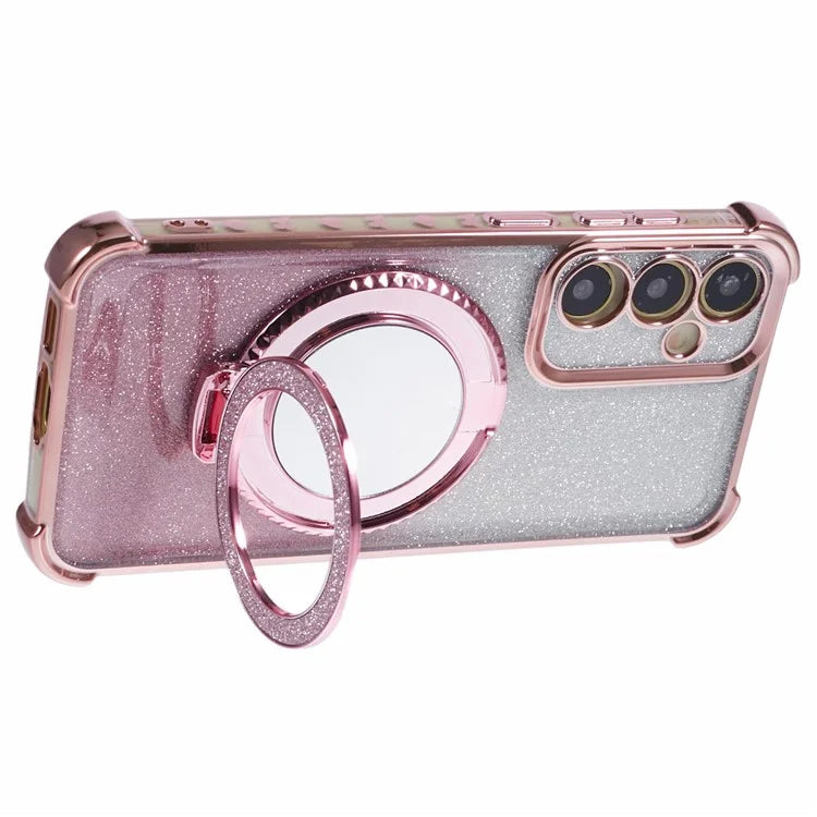 For Samsung Galaxy A54 5G Case TPU Glitter Phone Cover with Kickstand and Mirror