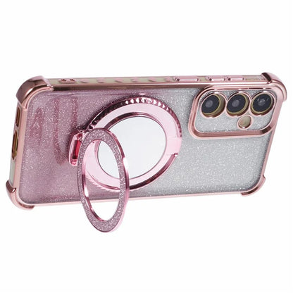 For Samsung Galaxy A54 5G Case TPU Glitter Phone Cover with Kickstand and Mirror