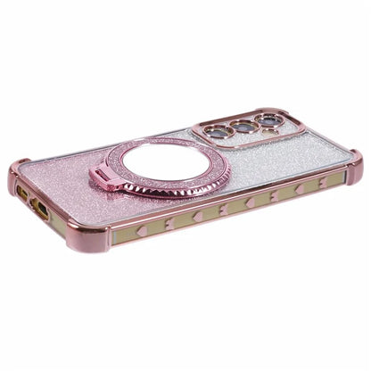 For Samsung Galaxy A54 5G Case TPU Glitter Phone Cover with Kickstand and Mirror