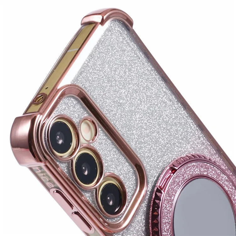 For Samsung Galaxy A54 5G Case TPU Glitter Phone Cover with Kickstand and Mirror