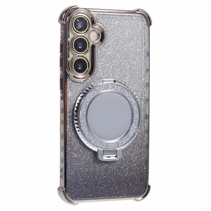 For Samsung Galaxy A15 5G Case TPU Glitter Phone Cover with Kickstand and Mirror