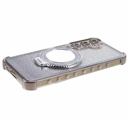 For Samsung Galaxy A15 5G Case TPU Glitter Phone Cover with Kickstand and Mirror