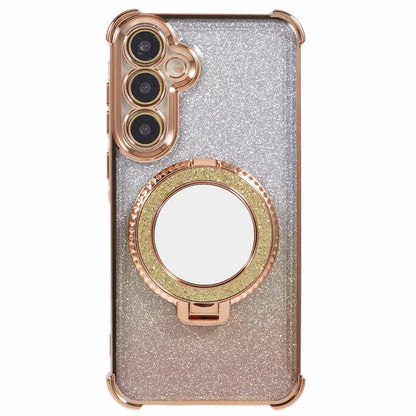 For Samsung Galaxy A15 5G Case TPU Glitter Phone Cover with Kickstand and Mirror