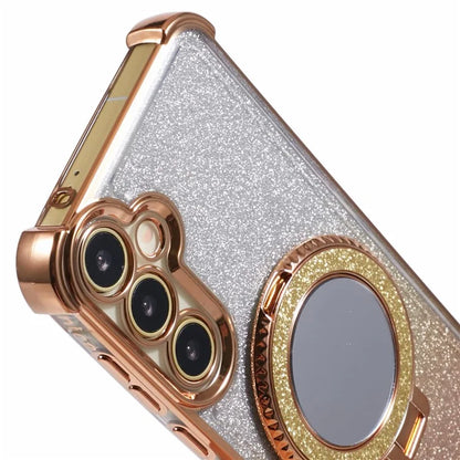 For Samsung Galaxy A15 5G Case TPU Glitter Phone Cover with Kickstand and Mirror