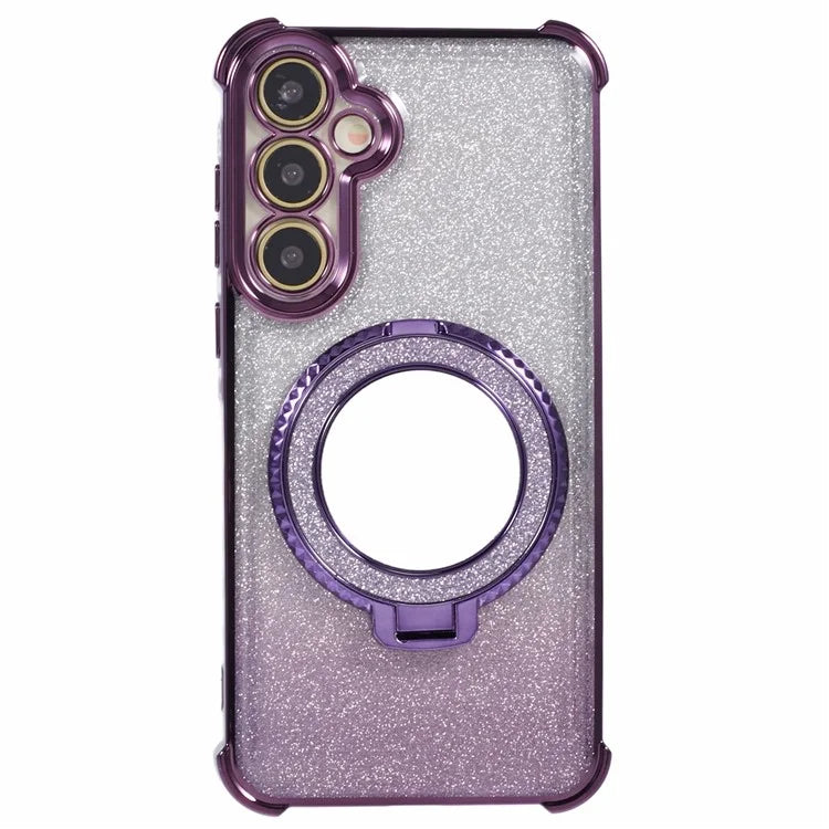 For Samsung Galaxy A15 5G Case TPU Glitter Phone Cover with Kickstand and Mirror