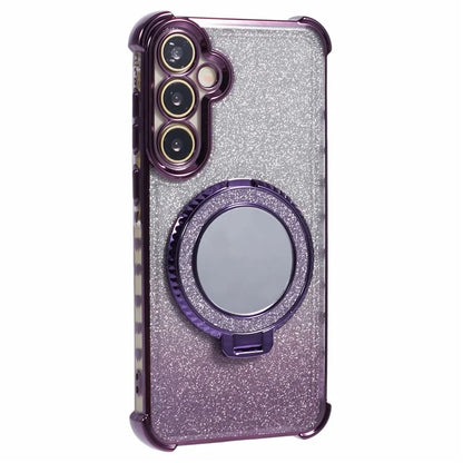 For Samsung Galaxy A15 5G Case TPU Glitter Phone Cover with Kickstand and Mirror