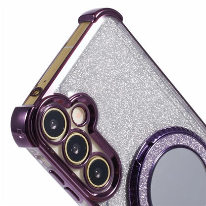 For Samsung Galaxy A15 5G Case TPU Glitter Phone Cover with Kickstand and Mirror