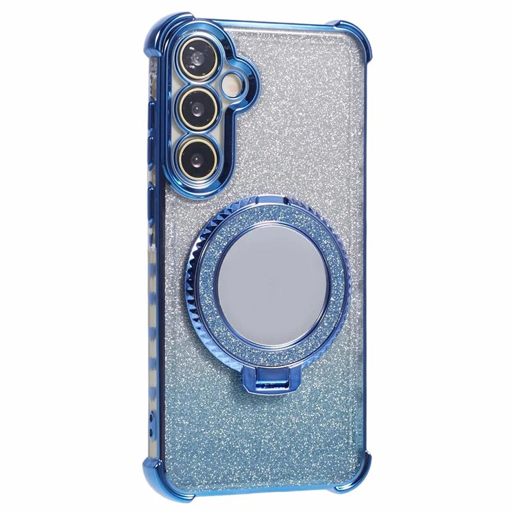 For Samsung Galaxy A15 5G Case TPU Glitter Phone Cover with Kickstand and Mirror