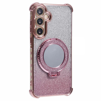 For Samsung Galaxy A15 5G Case TPU Glitter Phone Cover with Kickstand and Mirror