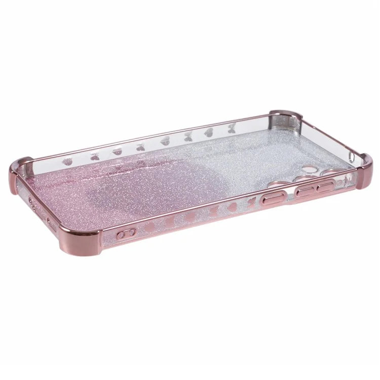 For Samsung Galaxy A15 5G Case TPU Glitter Phone Cover with Kickstand and Mirror