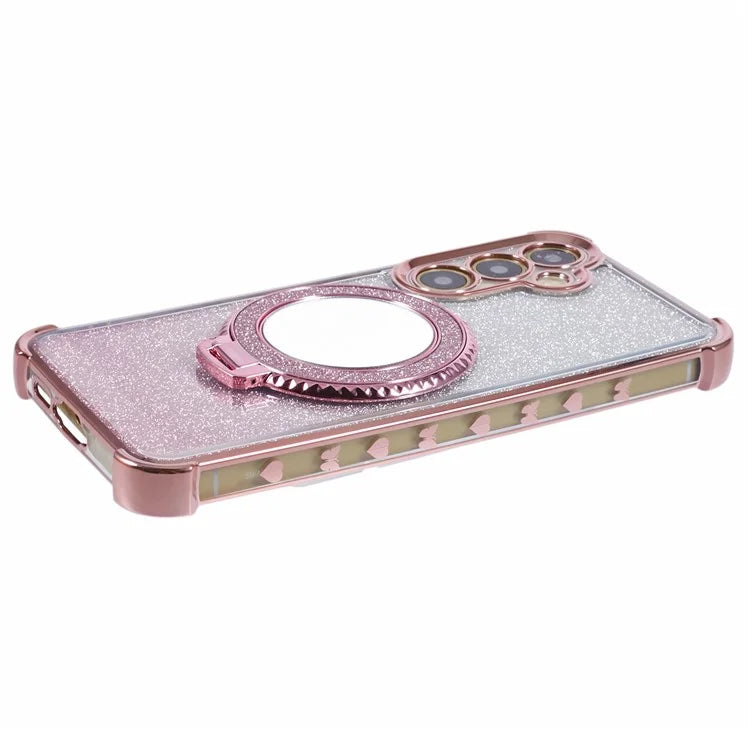 For Samsung Galaxy A15 5G Case TPU Glitter Phone Cover with Kickstand and Mirror