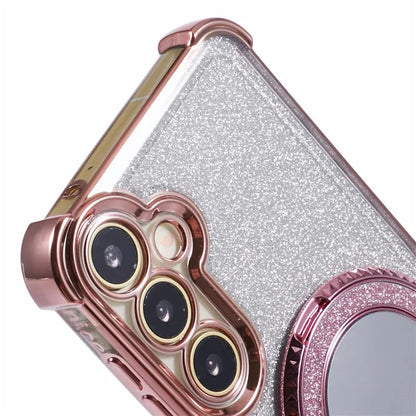 For Samsung Galaxy A15 5G Case TPU Glitter Phone Cover with Kickstand and Mirror