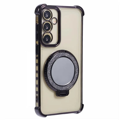 For Samsung Galaxy A54 5G Side Heart Pattern Case Kickstand TPU Phone Cover with Mirror