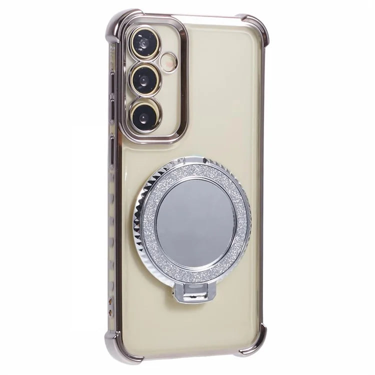 For Samsung Galaxy A54 5G Side Heart Pattern Case Kickstand TPU Phone Cover with Mirror