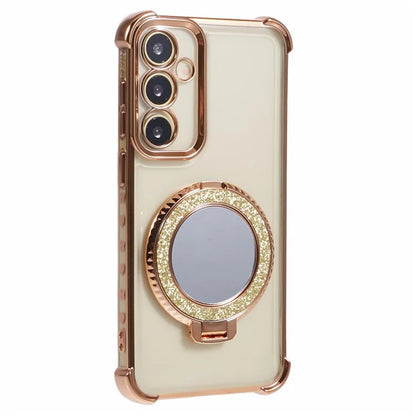 For Samsung Galaxy A54 5G Side Heart Pattern Case Kickstand TPU Phone Cover with Mirror