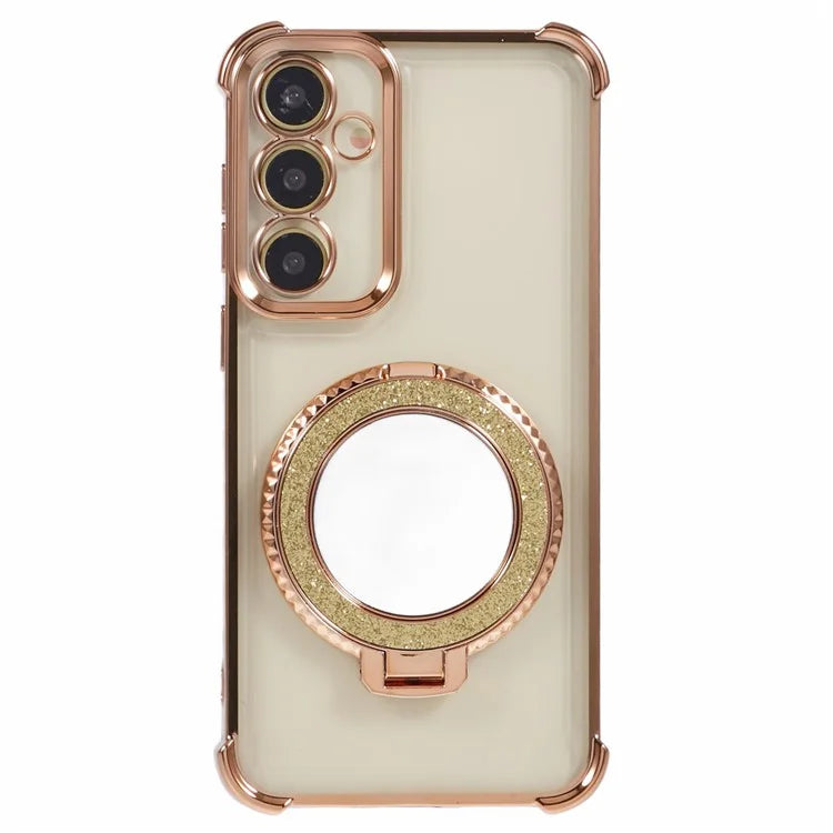 For Samsung Galaxy A54 5G Side Heart Pattern Case Kickstand TPU Phone Cover with Mirror