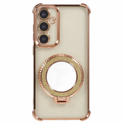 For Samsung Galaxy A54 5G Side Heart Pattern Case Kickstand TPU Phone Cover with Mirror