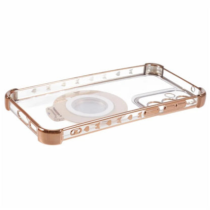 For Samsung Galaxy A54 5G Side Heart Pattern Case Kickstand TPU Phone Cover with Mirror